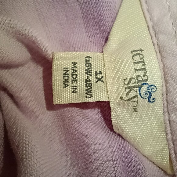 TERRA & SKY Striped Tunic Top Blouse 1X Pink Cream Business Casual Office - Picture 3 of 4